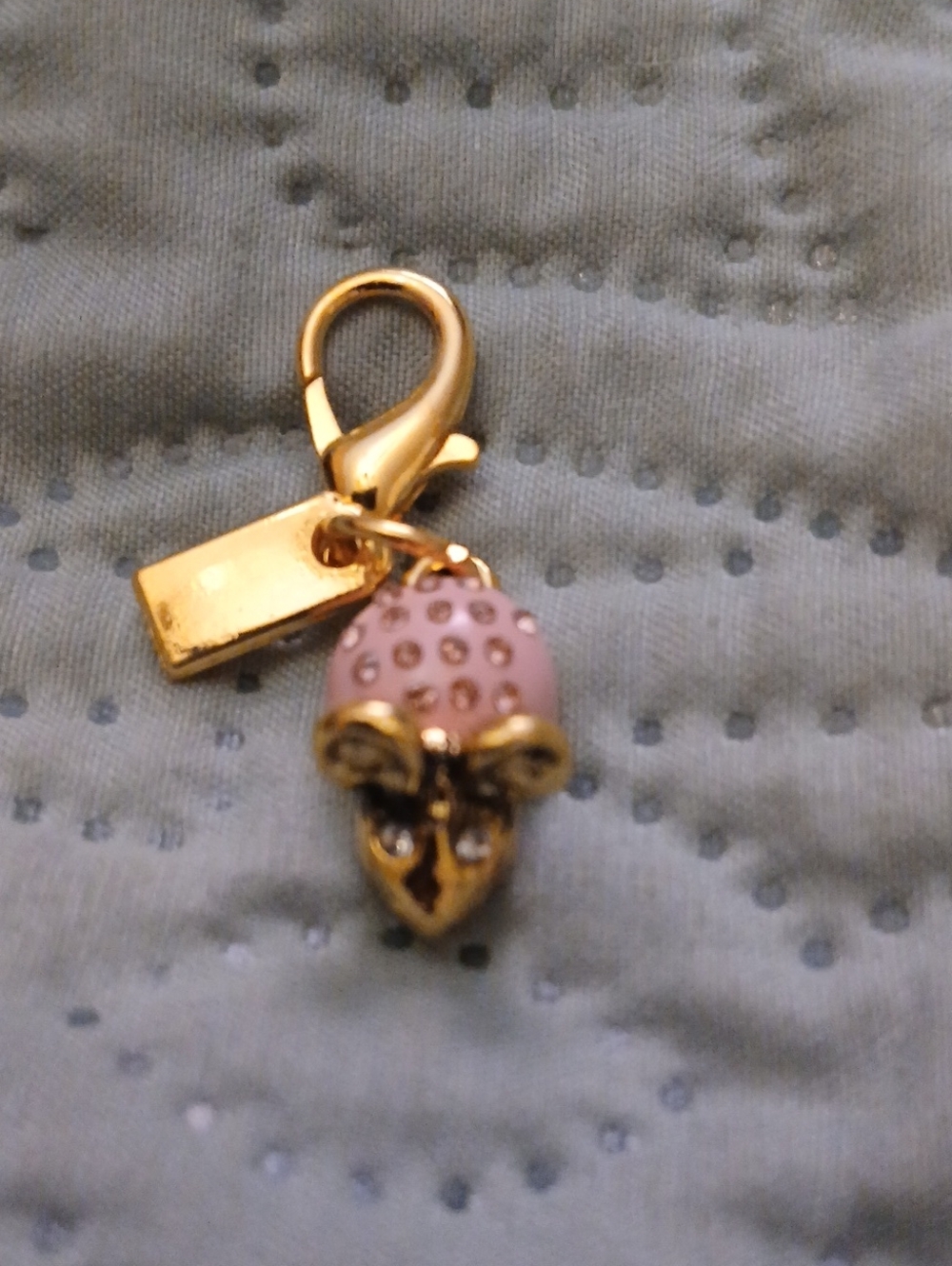 Unbranded Gold-Tone Pink Crystal Mouse Keychain or purse Charm.